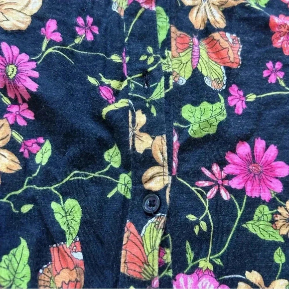 Anthropologie Akemi + Kin Black Christine Ruffled Floral Sleeveless Top Sz. XS - Picture 9 of 9